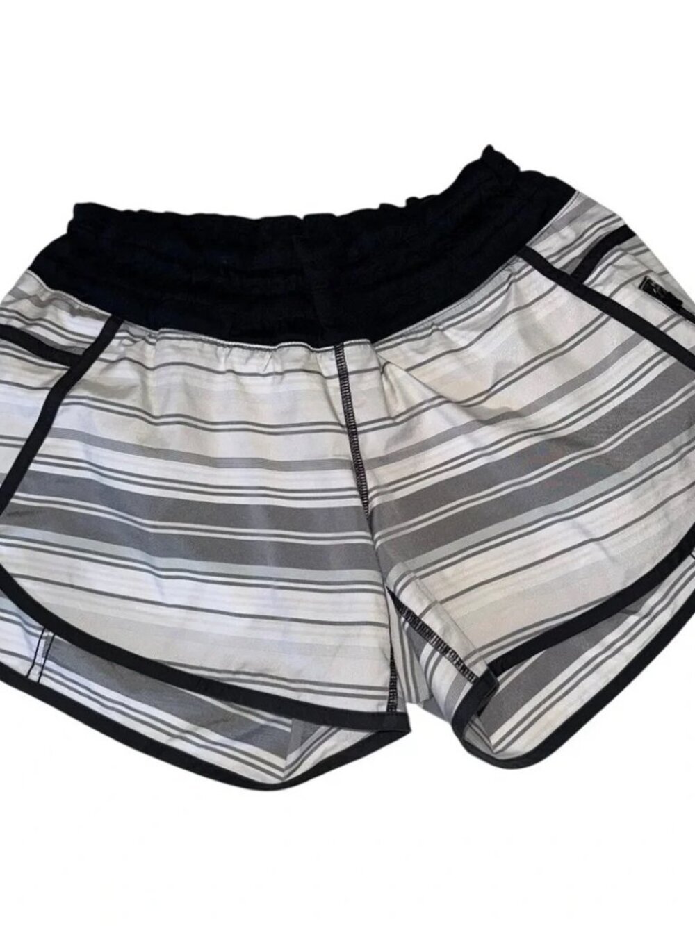 Lululemon Tracker Short *2-way Stretch Mini Groovy Stripe Dune Horizontal Black - Picture 2 of 9